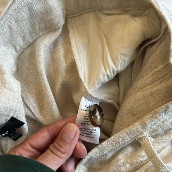 Lulus linen blend paper bag waist pants medium cream - Picture 7 of 7